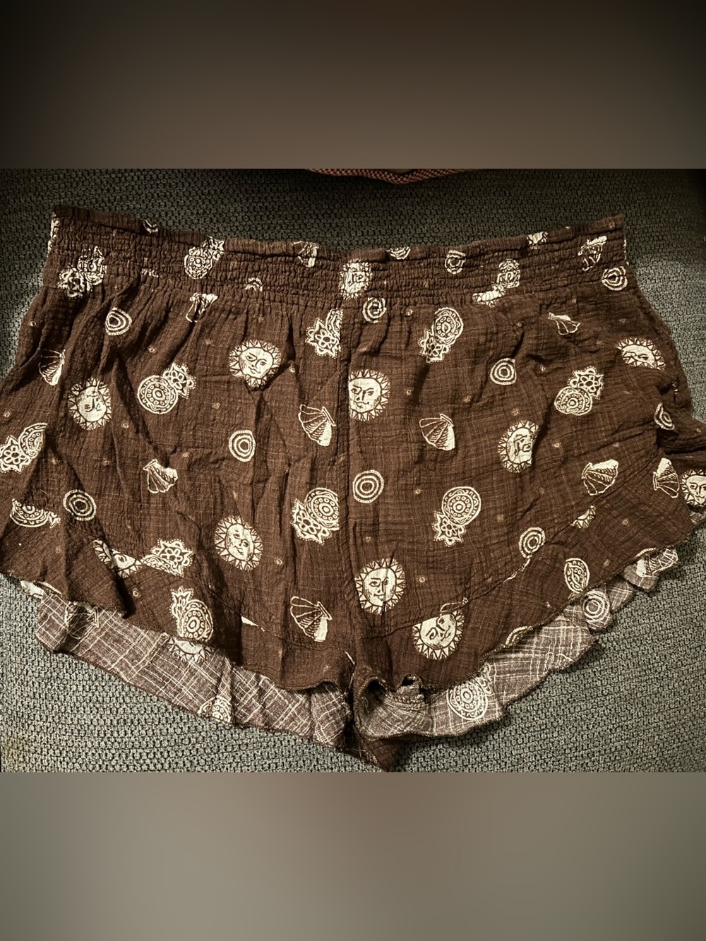 Out from Under (Urban Outfitters) Brown Sun & Shell Print Women's Shorts